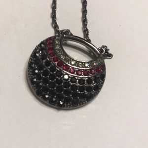 Givenchy red, black and clear stone necklace